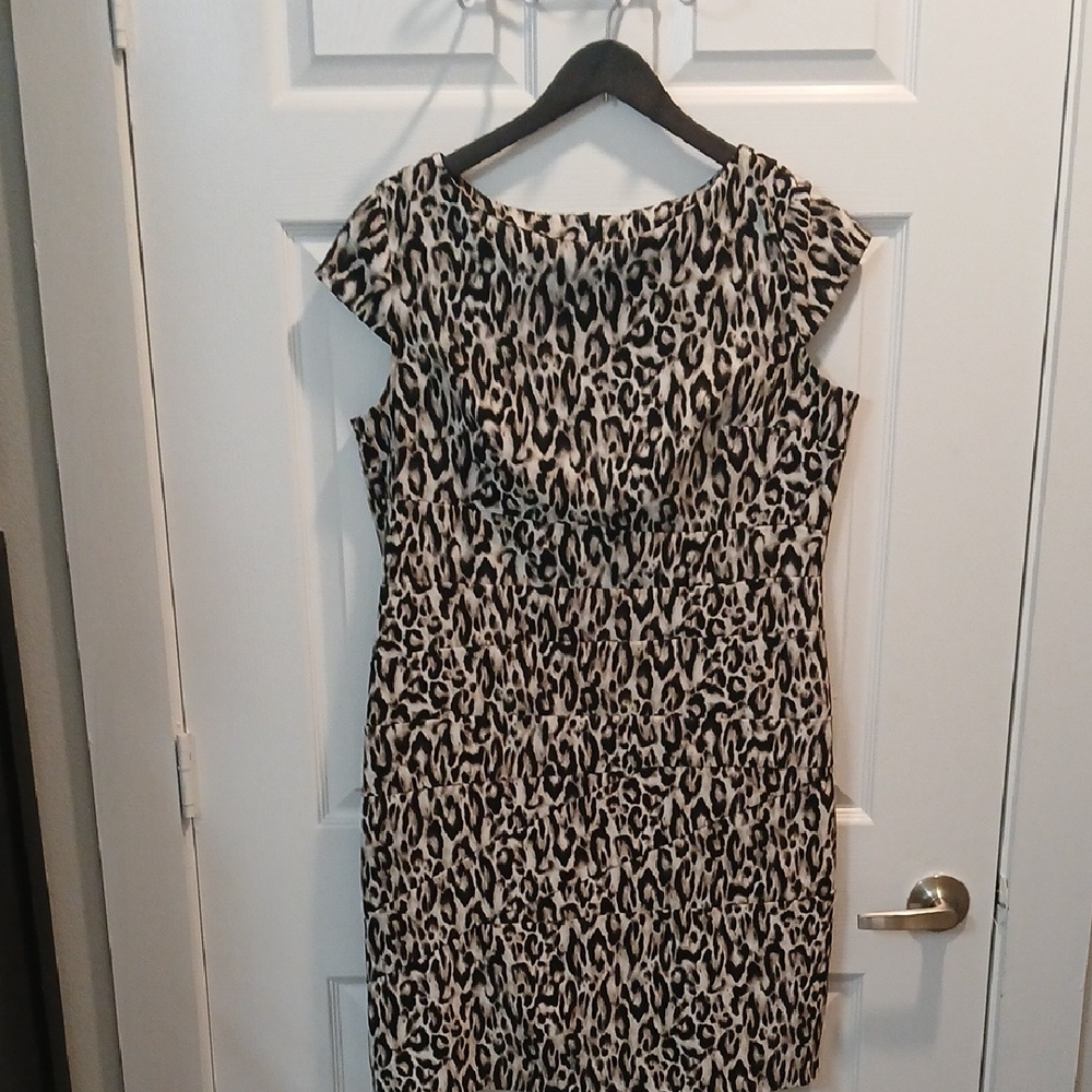 Alyx Black and Cream Animal Print Midi Dress